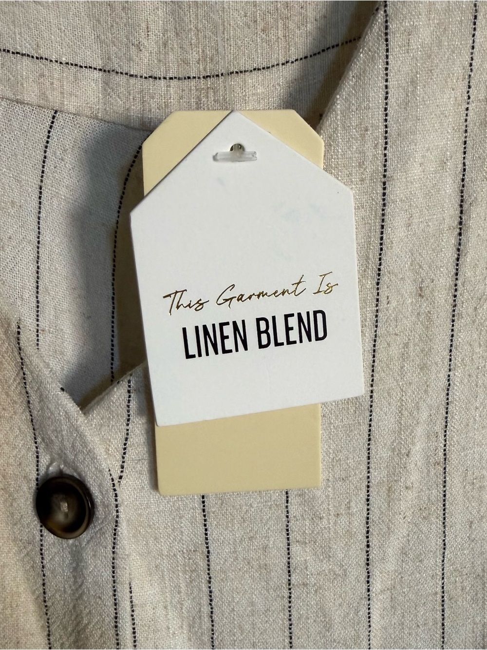 Monteau Cream Pinstripe Linen-Blend Jumpsuit
